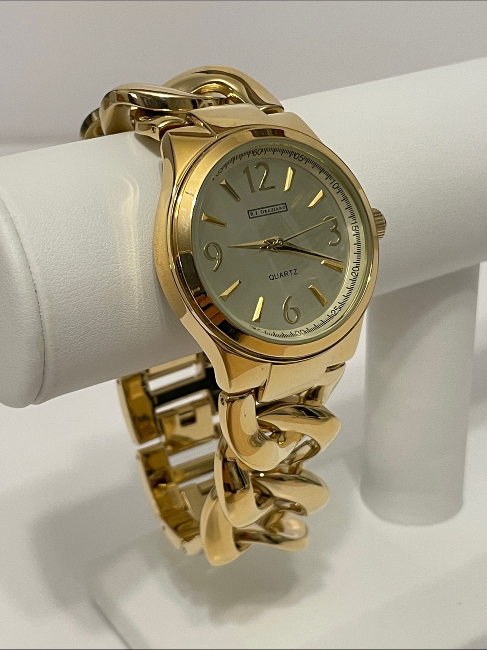 R.J. Graziano Gold-Tone Chain Link Gender Neutral Quartz Watch